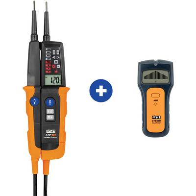 Verificatore di tensione e cercatore di linee affiancati. Il verificatore di tensione indica 120V, entrambi in arancione e nero.