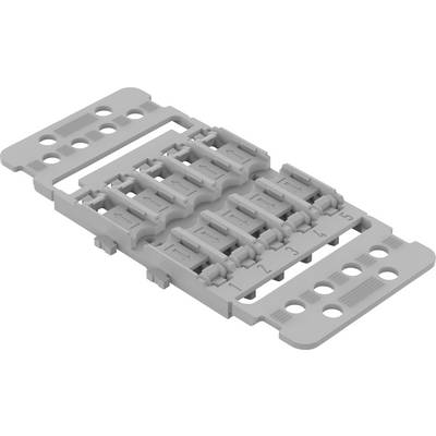 Parte grigia in plastica con sei clip numerate su due file per la gestione dei cavi o scopi di fissaggio.