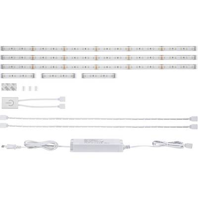 Set di strisce LED luminose in diverse lunghezze. Include cavo di collegamento, dispositivo di controllo e materiale di montaggio. Adatto per illuminazione interna.