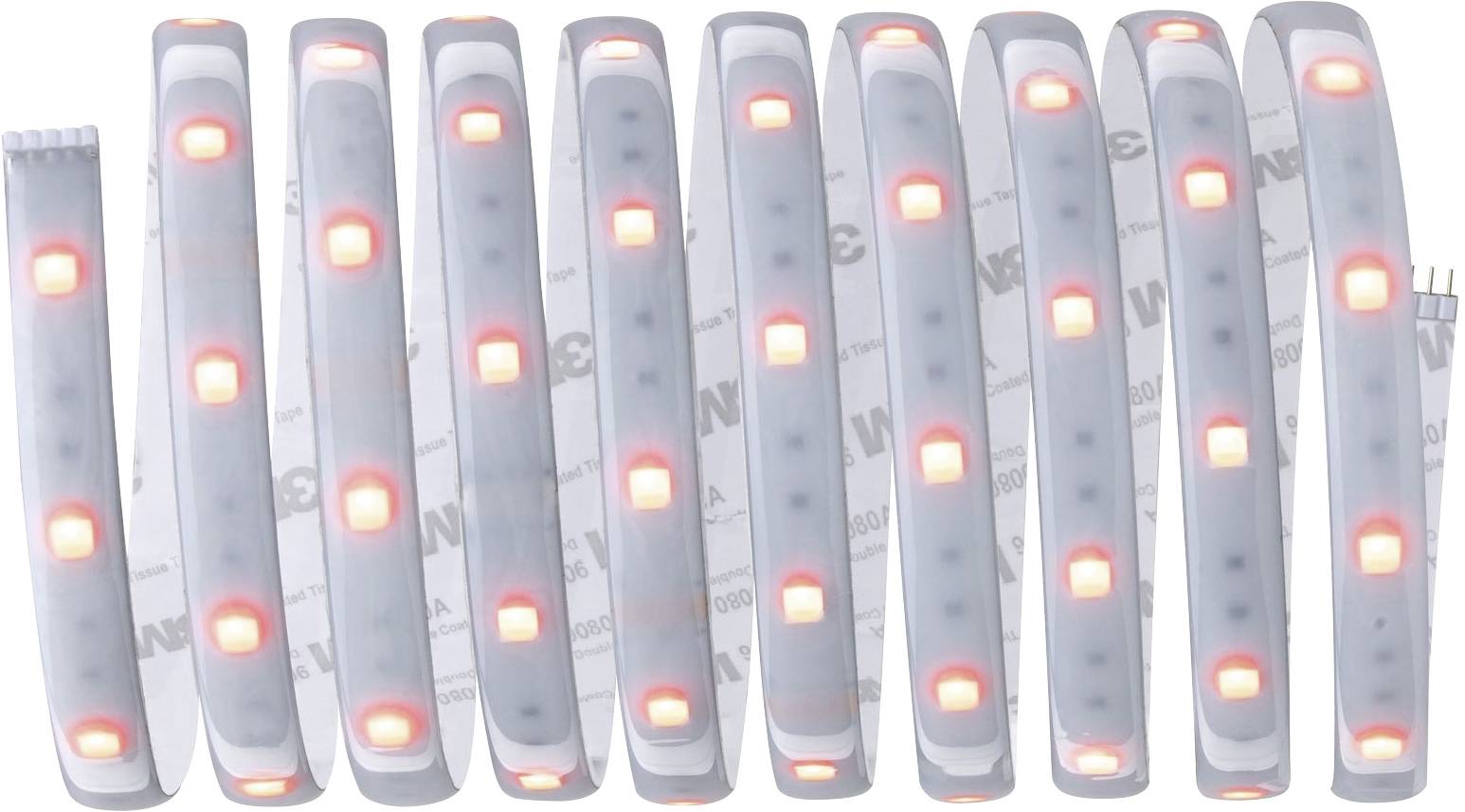 Diverse strisce LED adiacenti che illuminano intensamente.
