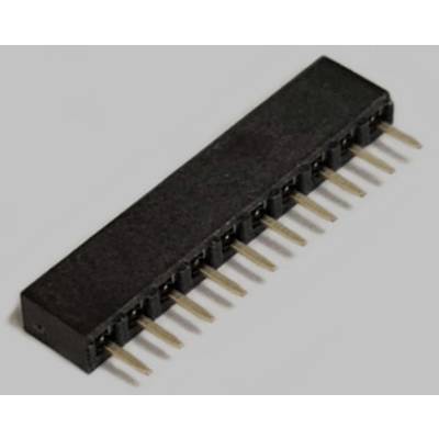 Un connettore nero per computer con più pin su sfondo grigio.