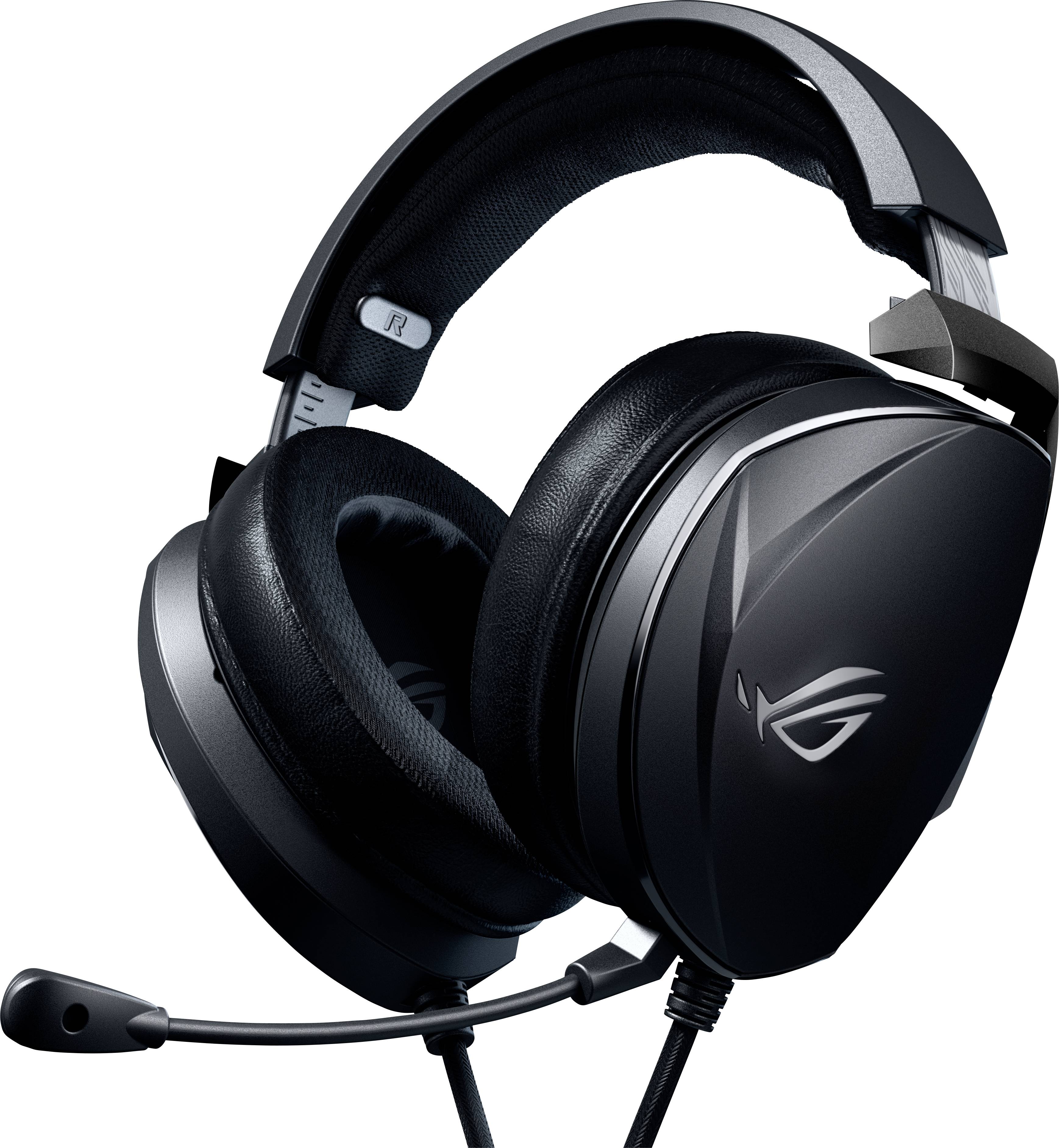 Cuffie da gaming con microfono e padiglioni auricolari neri, con il logo del marchio visibile sul lato. Ideali per i videogiocatori.