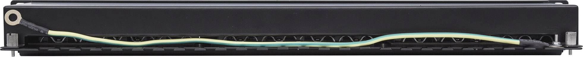 Un dispositivo elettronico nero con un cavo giallo-verde e un cavo nero che corrono paralleli.