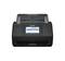Un scanner desktop nero-grigio con display, che mostra il logo Epson. Il display presenta simboli per diverse opzioni di scansione.