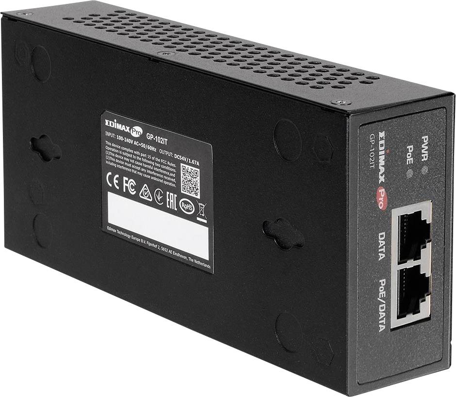 EDIMAX GP-102IT Iniettore PoE 10 / 100 / 1000 MBit/s IEEE 802.3af (12.95 W), IEEE 802.3at (25.5 W), IEEE 802.3bt-3