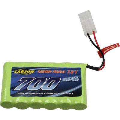 Batteria NiMH verde da 7,2 V e 700 mAh, adatta per modelli RC.