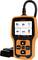 Scanner arancione con schermo e tasti, mostra opzioni per la diagnosi del veicolo. Testo sul dispositivo: 'AUTOPHIX OBDII/EOBD+CAN'. Connessione cavo a sinistra.