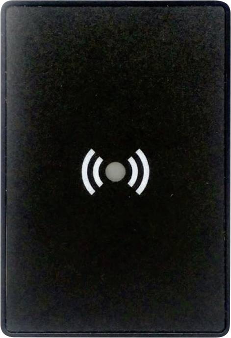 Una superficie nera con un simbolo bianco circolare al centro che rappresenta un segnale wireless.