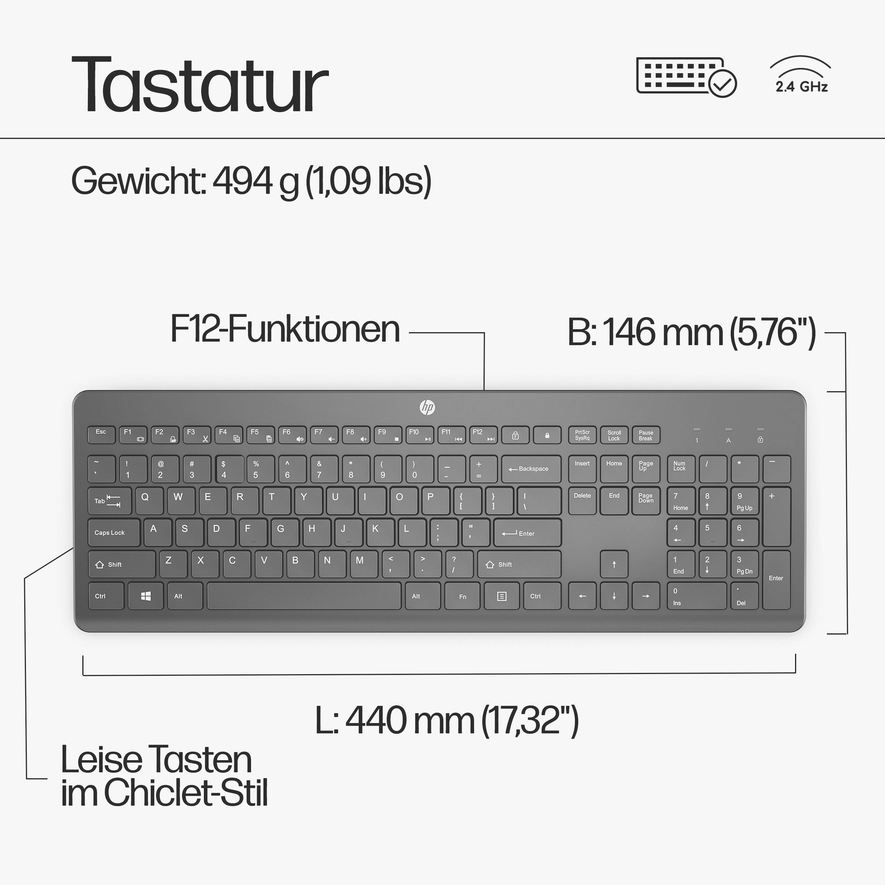 HP 230 WL Senza fili Kit tastiera, mouse Tedesco, QWERTZ-3