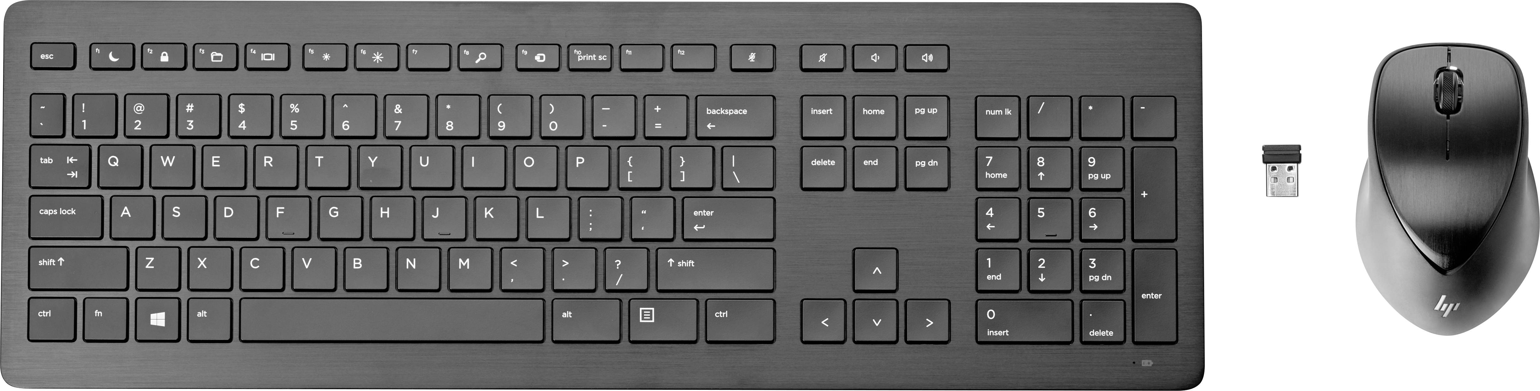HP 950MK Senza fili, USB, Senza fili (radio) Kit tastiera, mouse con tastierino numerico, Ricaricabile Tedesco, QWERTZ Nero