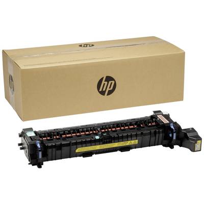 'Unità di fusione del toner davanti a un cartone HP. Parte essenziale di ricambio per stampanti laser per fissare il toner sulla carta.'