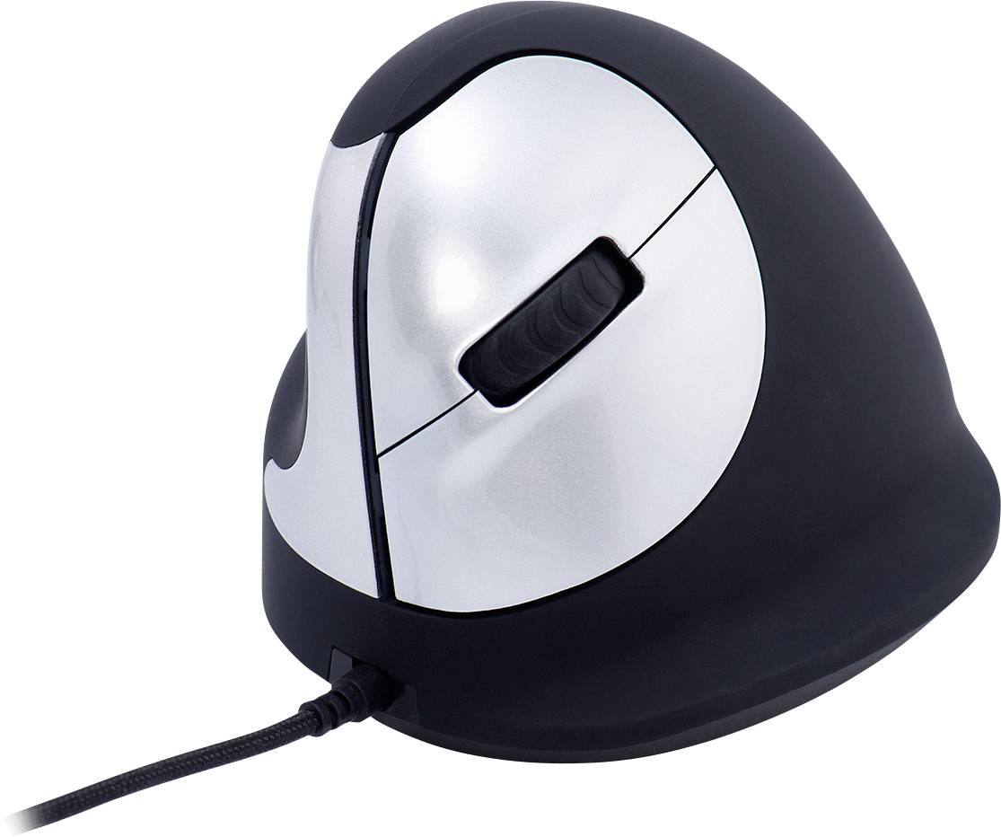 R-GO Tools HE Break (RGOBRHESML) Mouse ergonomico USB Nero / Argento 5 Tasti 500 dpi, 1500 dpi, 2000 dpi, 3500 dpi Ergonomico
