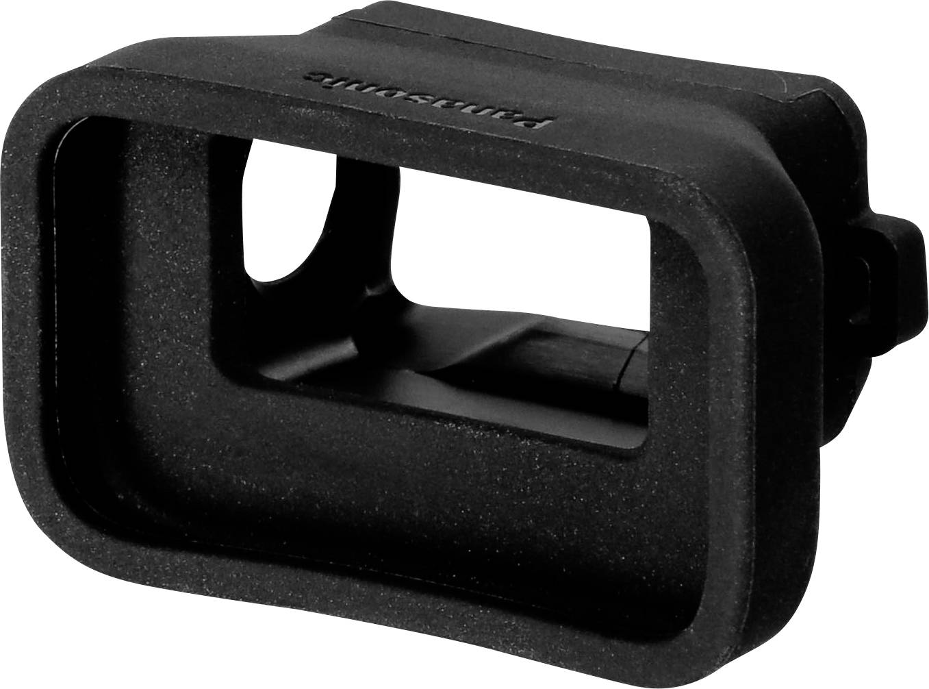 Conchiglia oculare in gomma nera per mirino della fotocamera, compatibile con fotocamere Panasonic, utile per migliorare la visibilità durante la ripresa fotografica.