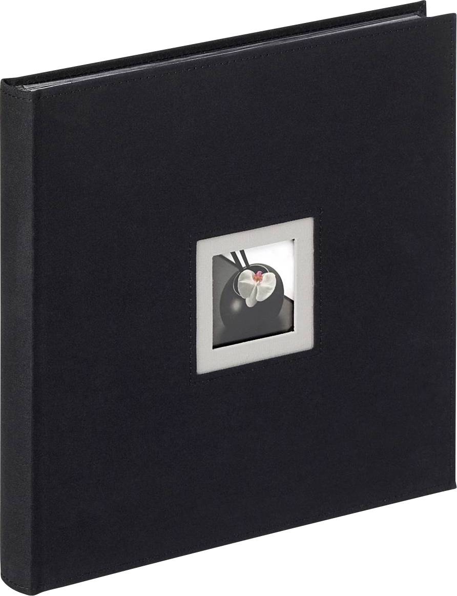 Album fotografico nero con ritaglio quadrato in copertina che raffigura un gatto stilizzato.