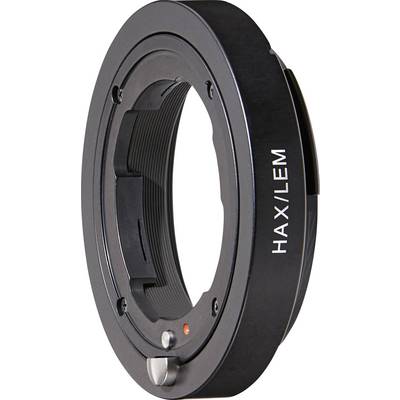 Un anello adattatore nero per fotocamera con la scritta 'HAX/LEM', che rappresenta un adattatore a baionetta per collegare diversi sistemi di fotocamere e obiettivi.