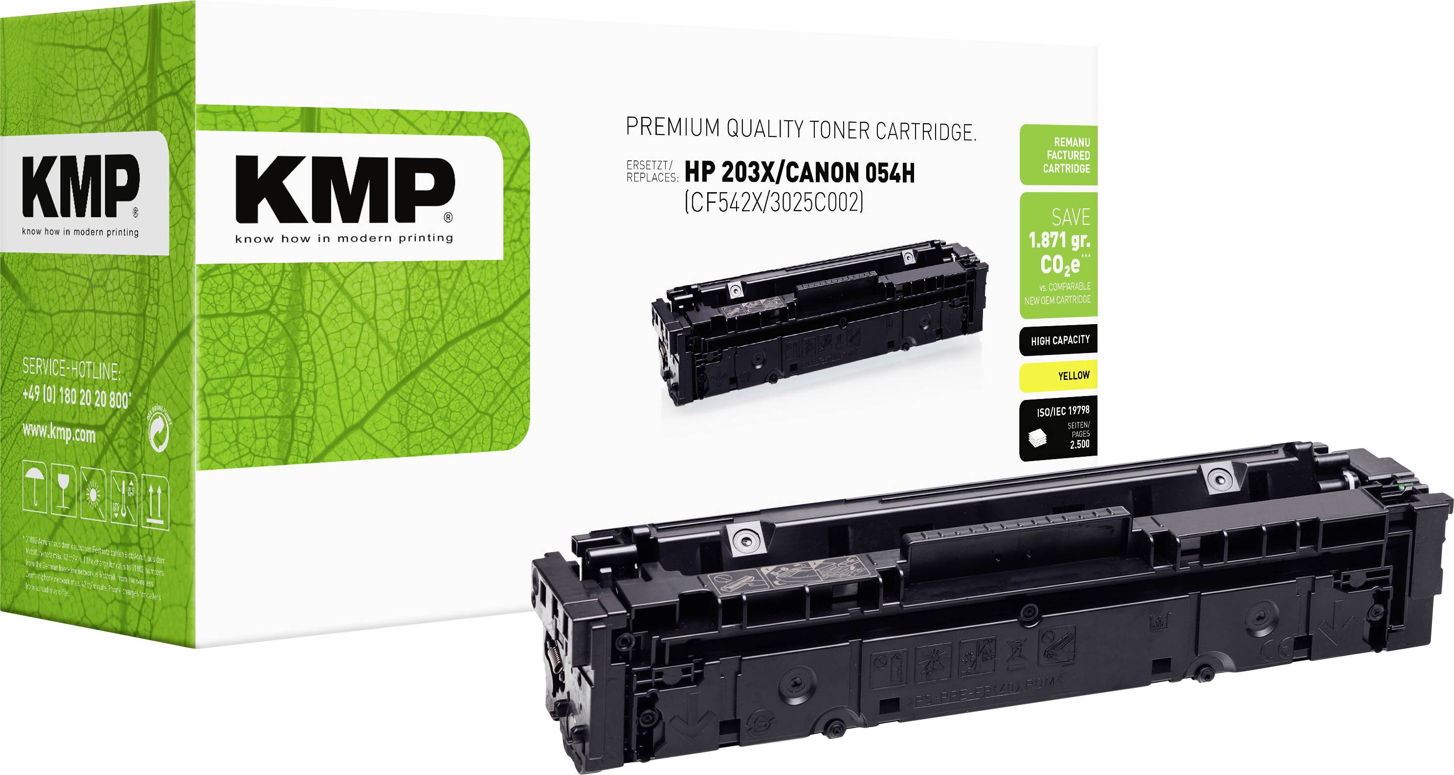 KMP Toner sostituisce Canon, HP HP 203X (CF542X) Compatibile Giallo 2500 pagine H-T246YX 2549,3009