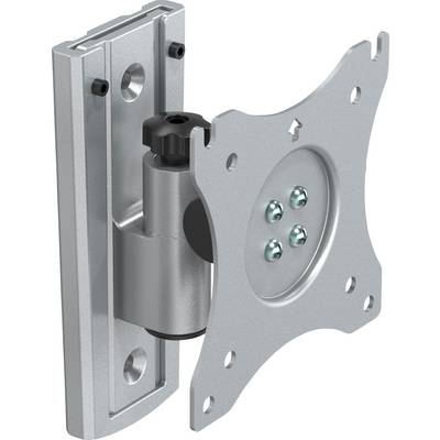 Supporto metallico regolabile per il montaggio a parete di un display o monitor, dotato di viti di fissaggio e snodo articolato.