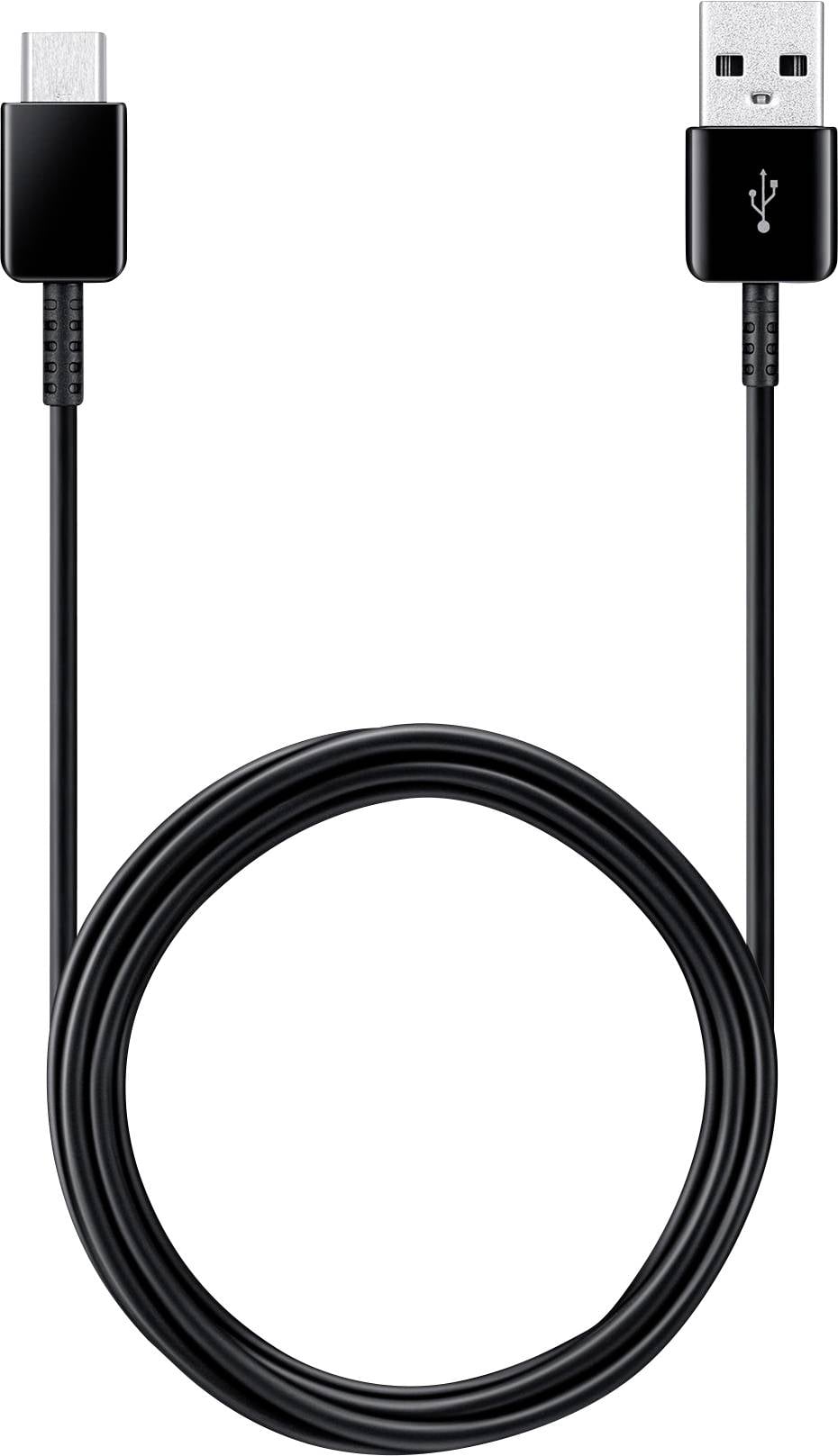 Cavo USB nero con connettore USB-A a sinistra e connettore USB-C a destra, attorcigliato coassialmente nel mezzo.