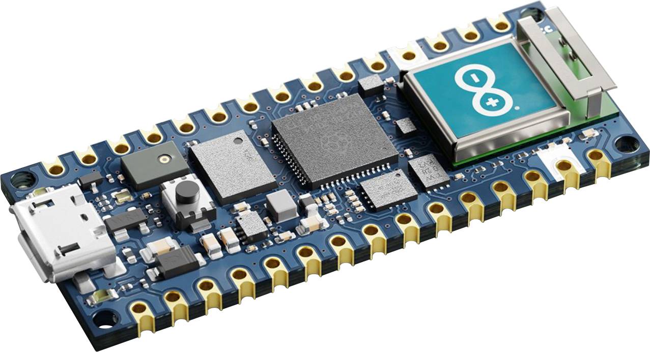 Una scheda di sviluppo Arduino con microchip, porta USB e pin per connessioni elettriche, idonea per progetti elettronici.