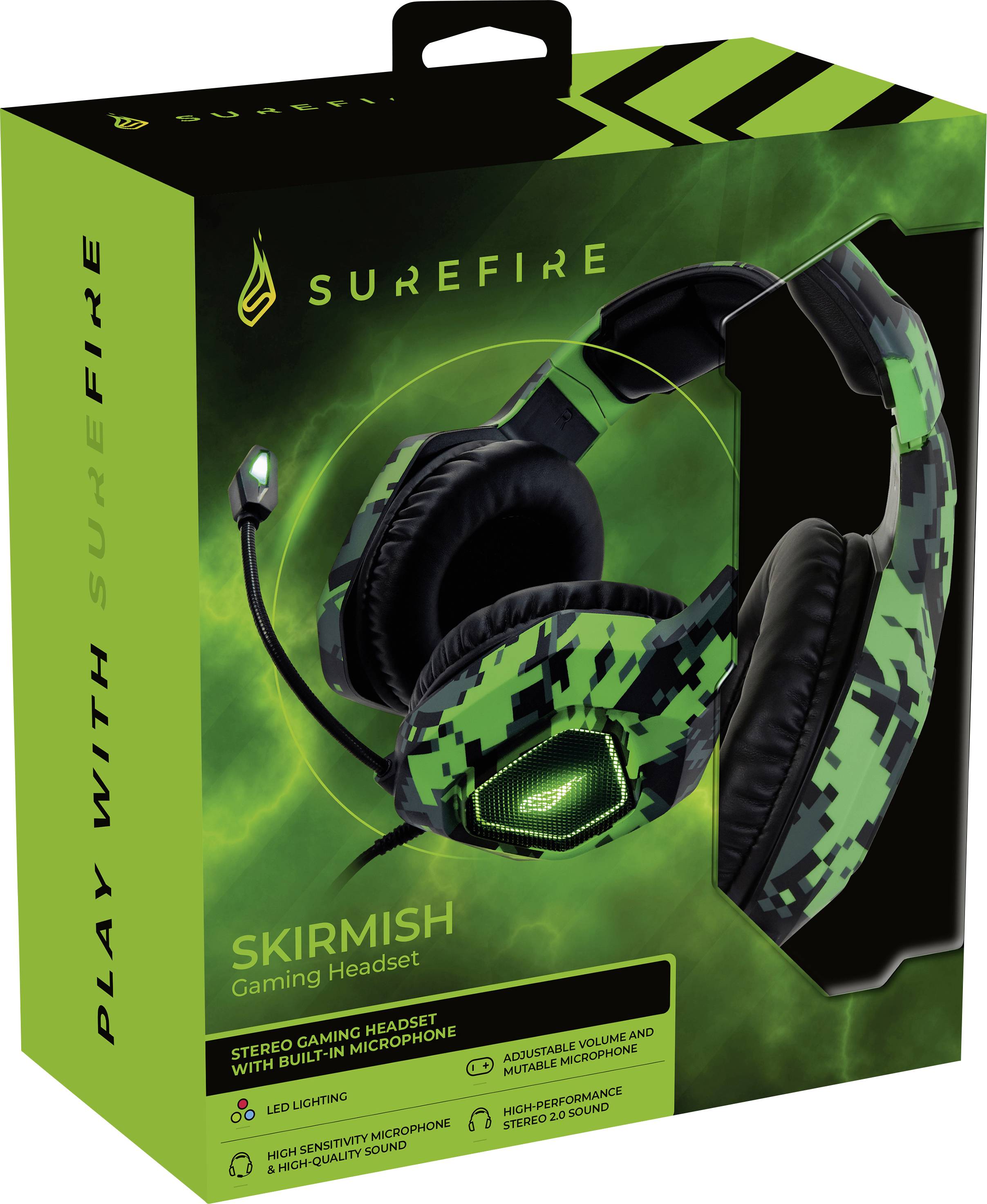 SureFire Skirmish Auricolare Cablato A Padiglione Gaming USB tipo A Nero, Mimetico, Verde-9