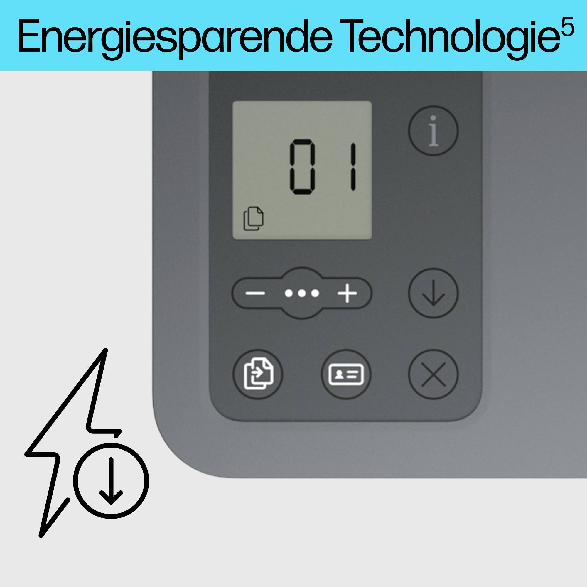 Display di un dispositivo di risparmio energetico con simboli per le impostazioni; lo schermo mostra '01'. Testo in alto: 'Tecnologia a risparmio energetico'.