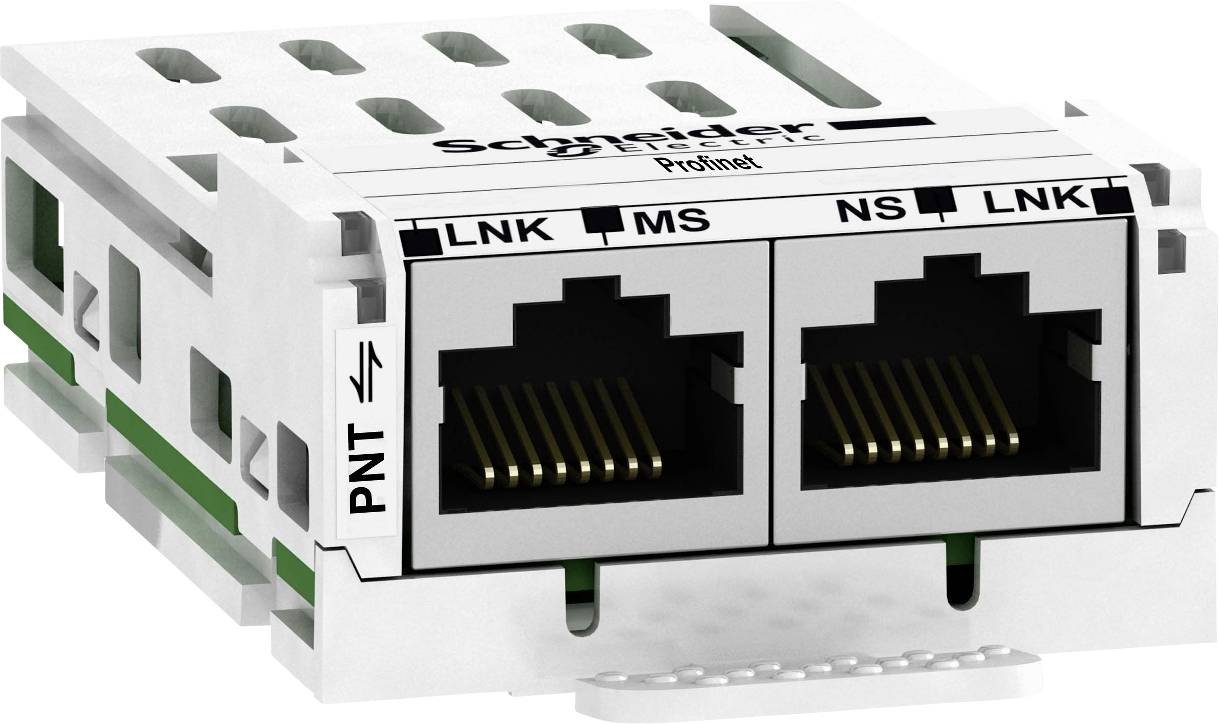 Un modulo Profinet con due porte Ethernet, contrassegnate con 'LNK', 'MS', 'NS', per comunicazioni industriali.