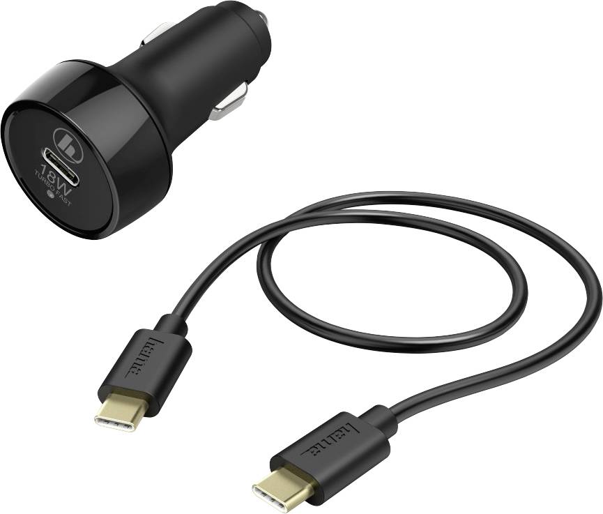 Hama Caricabatterie per auto Power Delivery (PD)/Qualcomm ® 18 W + cavo USB-C. 12 V, 24 V