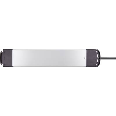 Oggetto argentato, rettangolare con estremità nere, probabilmente un dispositivo elettronico o una batteria. Un cavo sporge da esso.