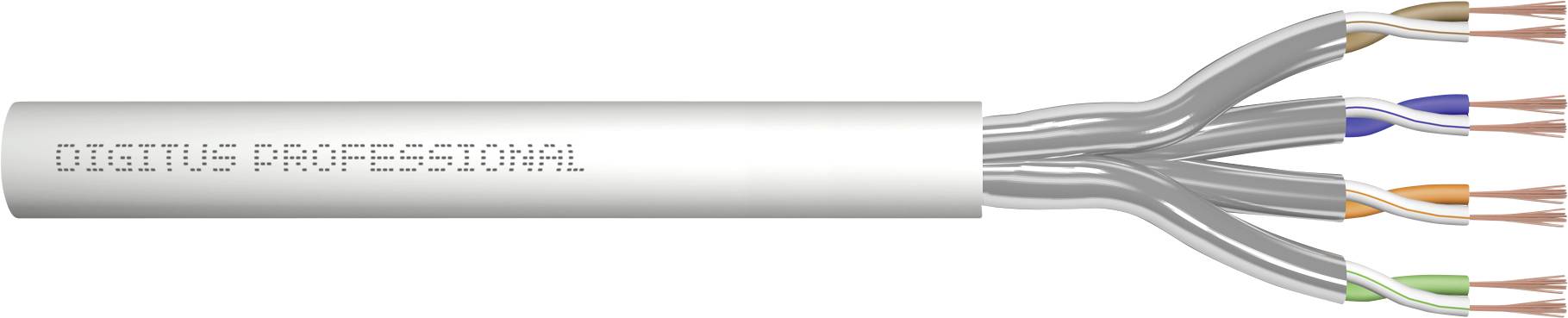 Un cavo Ethernet con più fili colorati visibili a un'estremità, contrassegnato con 'Digitus Professional'.