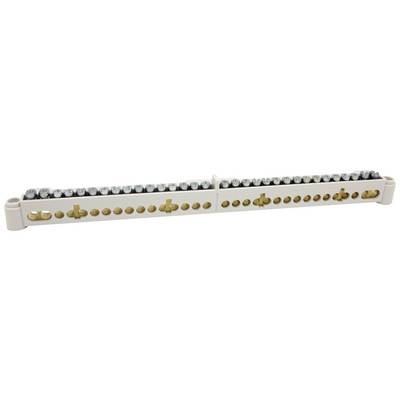 Un blocco distributore bianco con più punti di connessione disposti su due file.