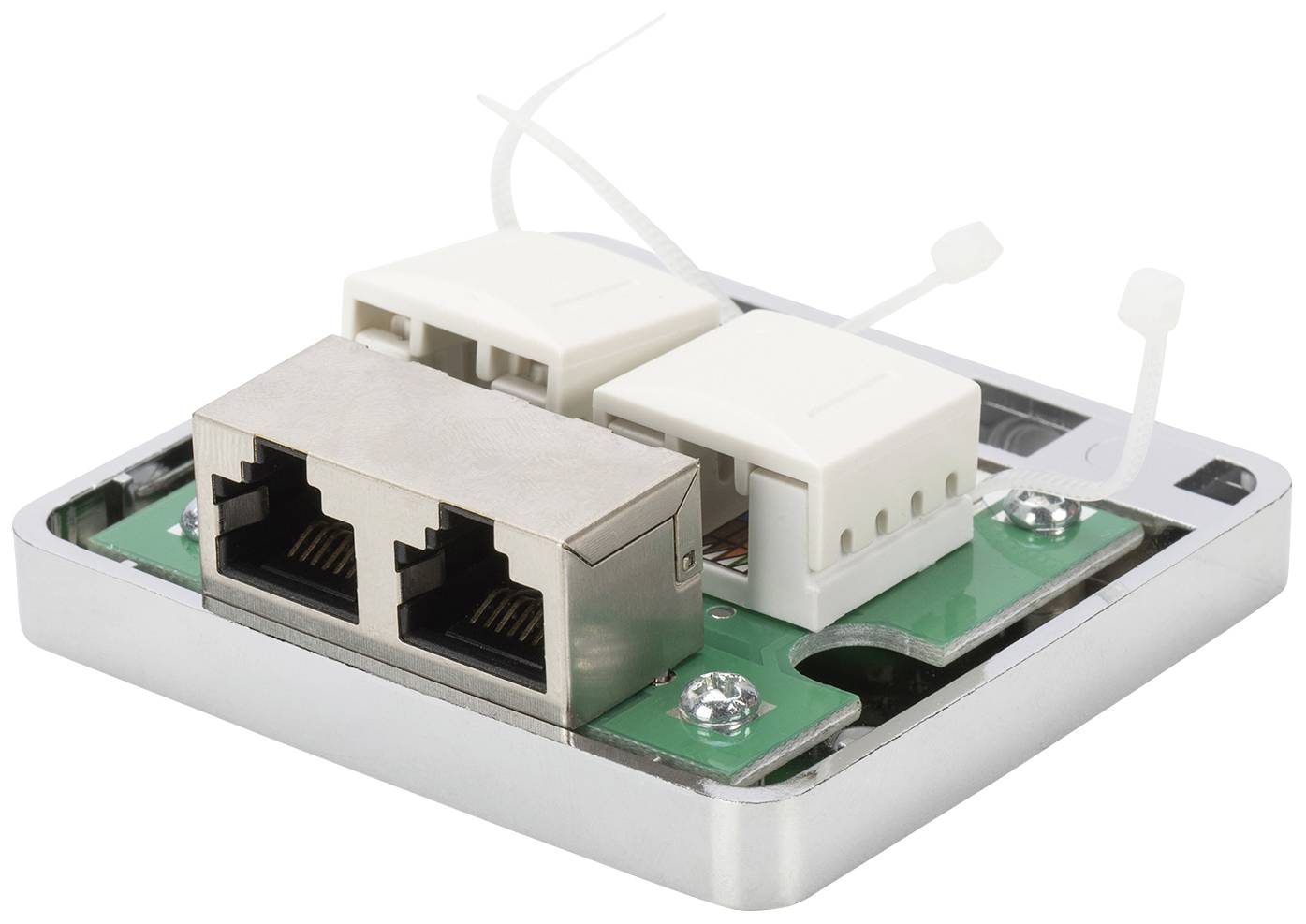 SCATOLA DI GIUNZIONE DOPPIA PER CAVO CATEGORIA 6 CON 2 PORTA RJ45 E DUE MORSETTIERE DIGITUS-1