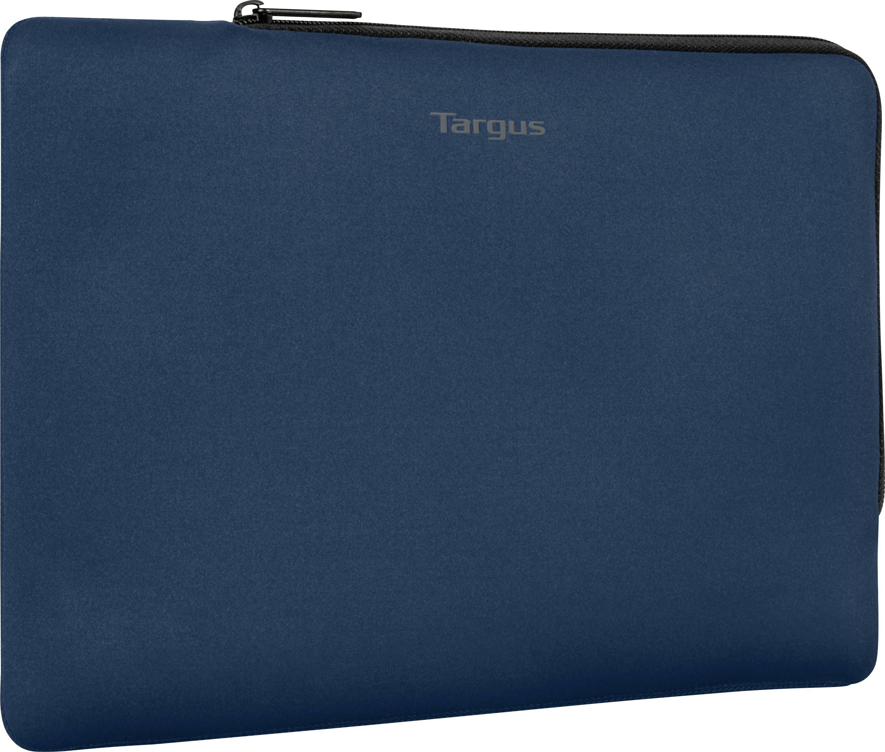 Borsa per laptop blu in tessuto con cerniera, marca 'Targus'.