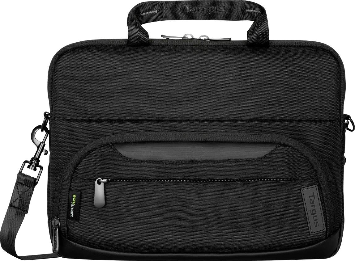 Borsa a tracolla nera con scomparti con cerniera e manico. Ideale per laptop o tablet.