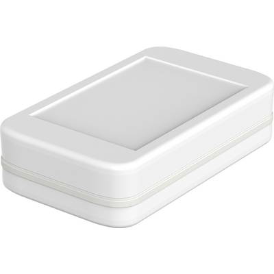 Scatola bianca rettangolare con angoli arrotondati. Coperchio piatto, potenzialmente un contenitore per un prodotto o un contenitore di stoccaggio.