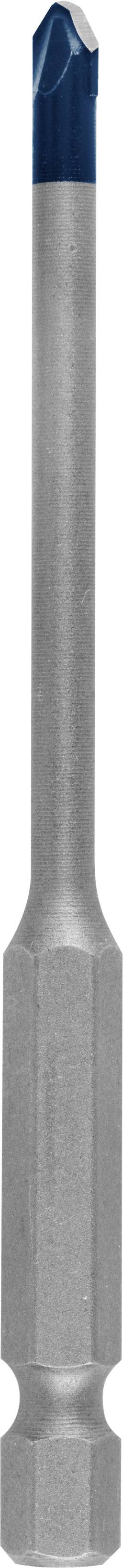 Un trapano in metallo con punta blu, utilizzato per forare con precisione in diversi materiali.