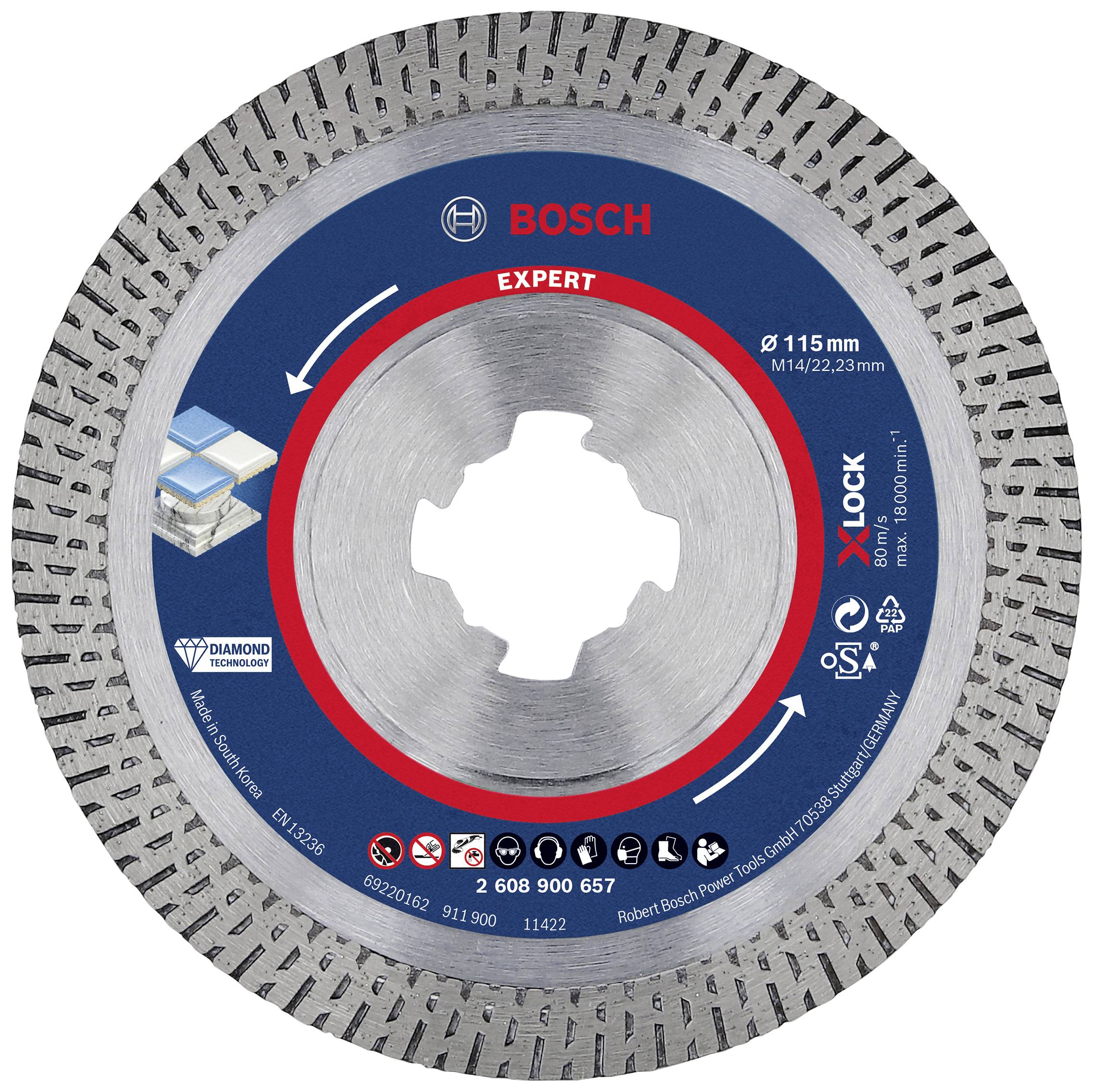 'BOSCH Disco da taglio diamantato, Esperto per malta, Ø 115 mm, attacco X-LOCK. Adatto per lavori murari, alta prestazione di taglio.'