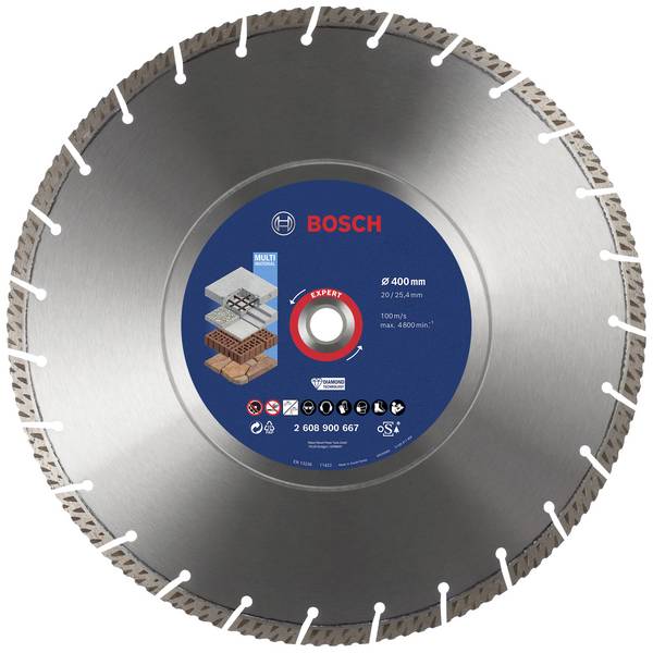 Bosch Accessories 2608900667 EXPERT MultiMaterial Disco diamantato Diametro 400 mm Ø foro 20 mm, 25.40 mm Pietra, Calcestruzzo, Mattone 1 pz.