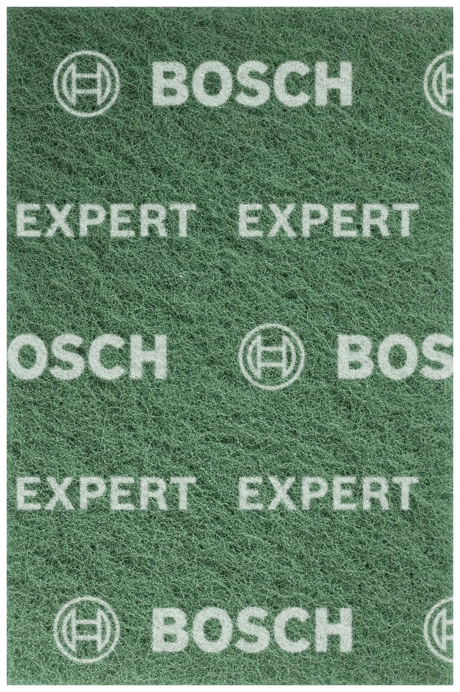 Tampone verde Bosch con scritta 'EXPERT'. Adatto per levigare e lucidare diversi tipi di superfici.