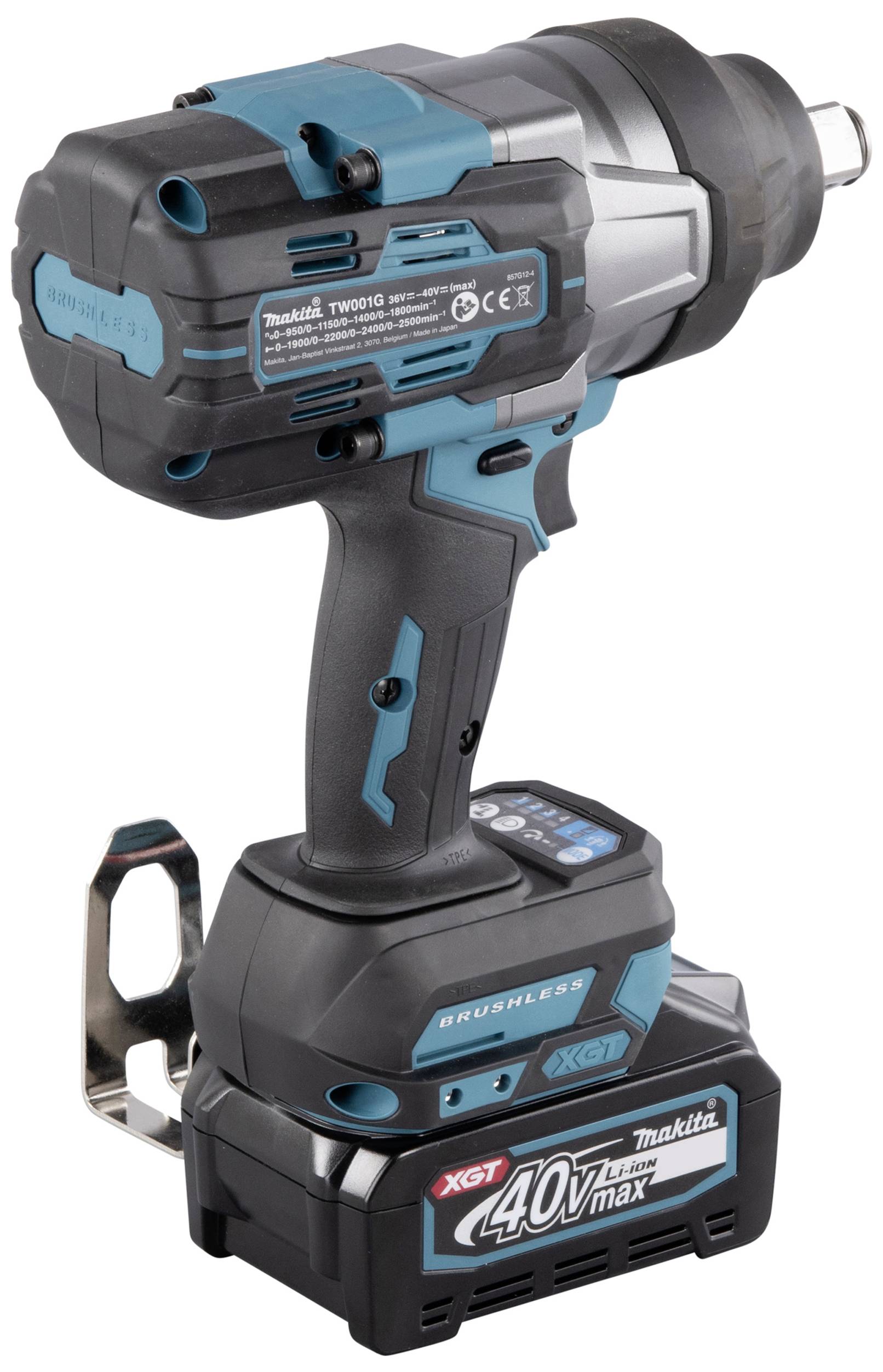 Avvitatore a percussione, blu-nero, con batteria '40V max'. Nome del marchio e numero del modello visibili. Adatto per lavori di avvitatura pesanti.