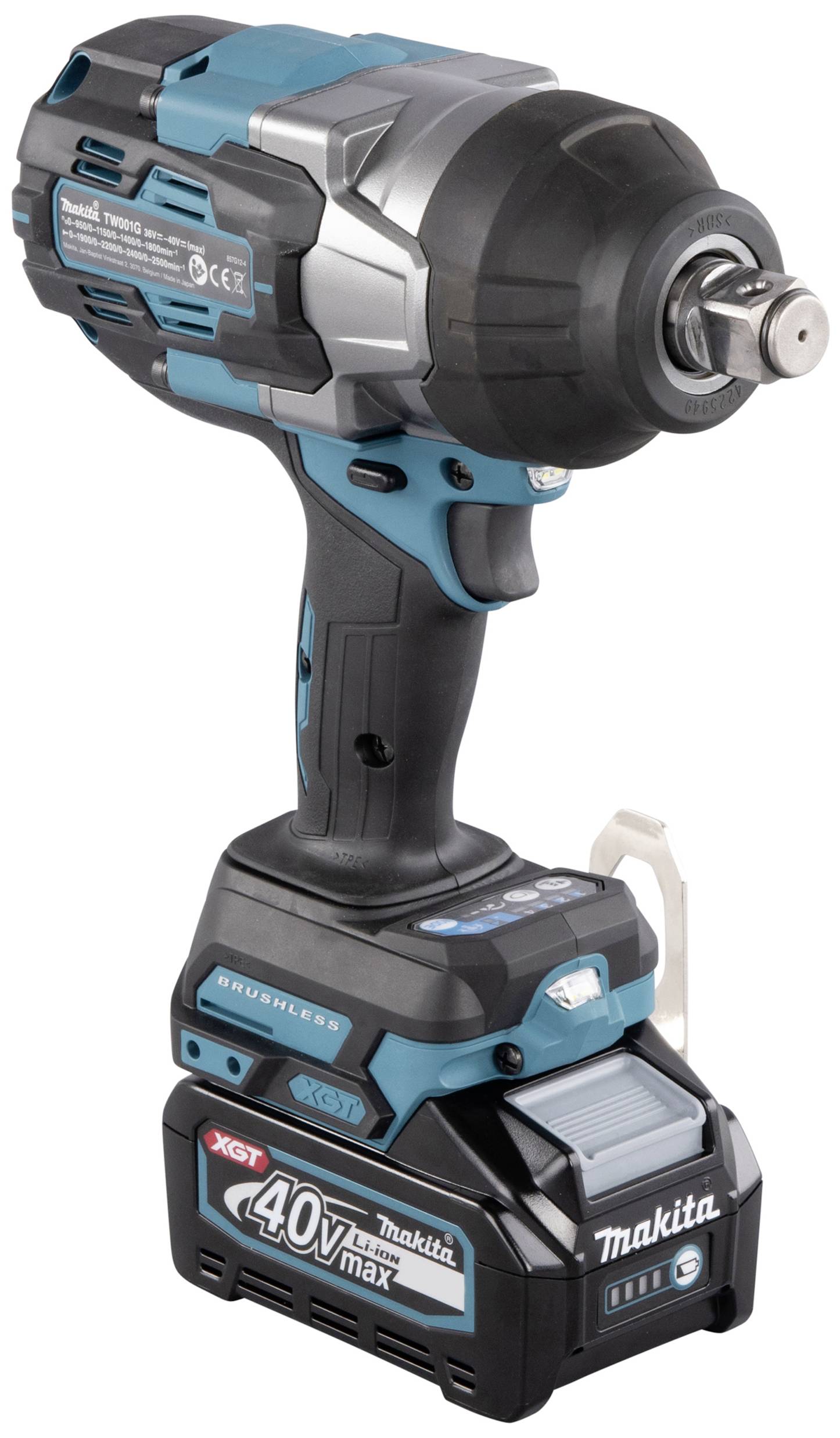Avvitatore a impulsi con batteria da 40V di Makita. Design compatto e robusto, adatto per applicazioni impegnative.