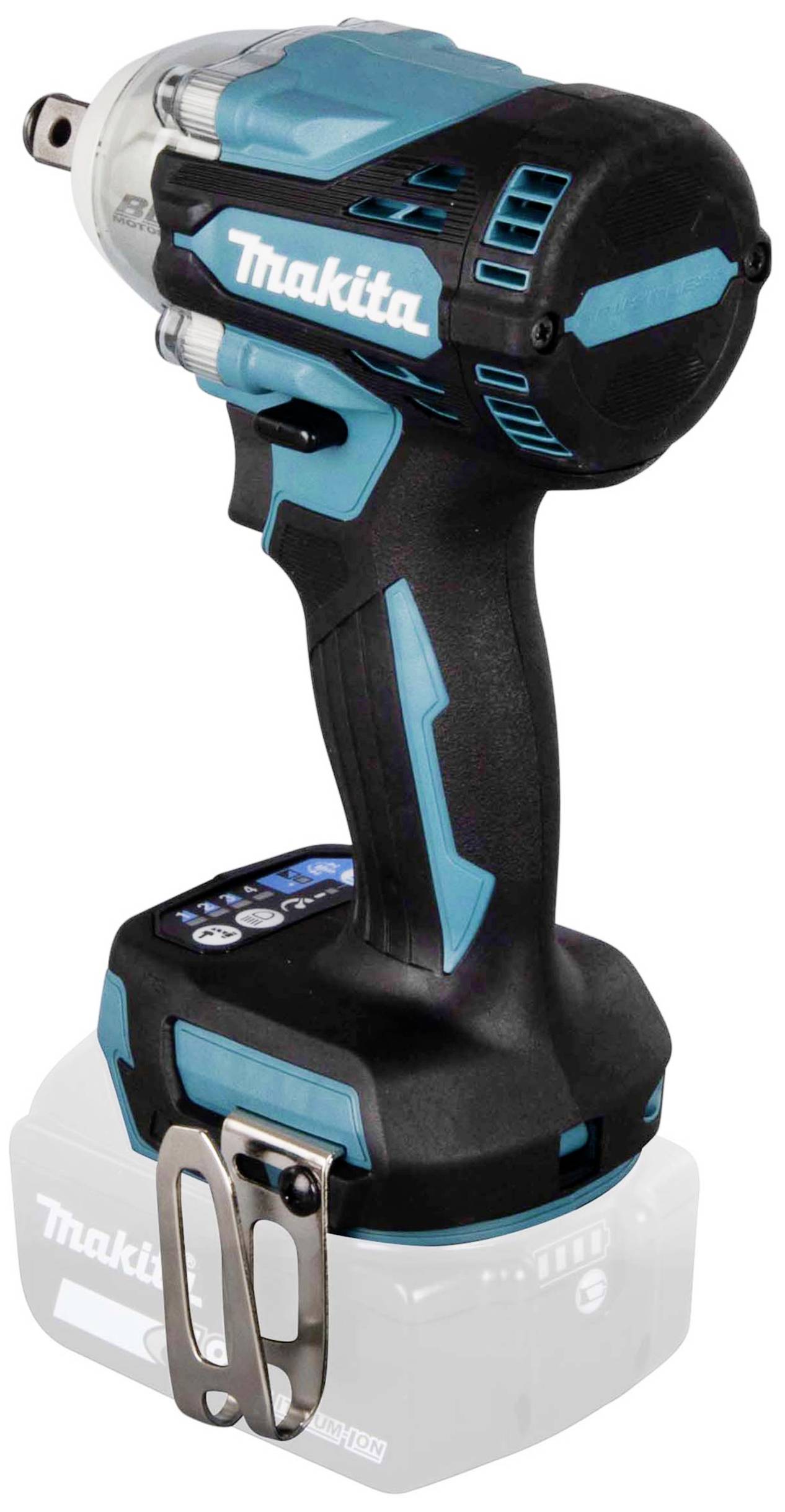 Avvitatore a percussione agli ioni di litio con design nero e blu di un noto produttore di utensili. Impugnatura e comandi visibili.