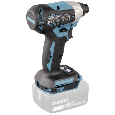 Avvitatore con batteria al litio-ioni da 18V, design nero e blu, in piedi su sfondo bianco.