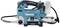 Un compressore elettrico blu-nero di Makita, vista dall'alto. Il dispositivo è compatto, dotato di tubo e batteria.