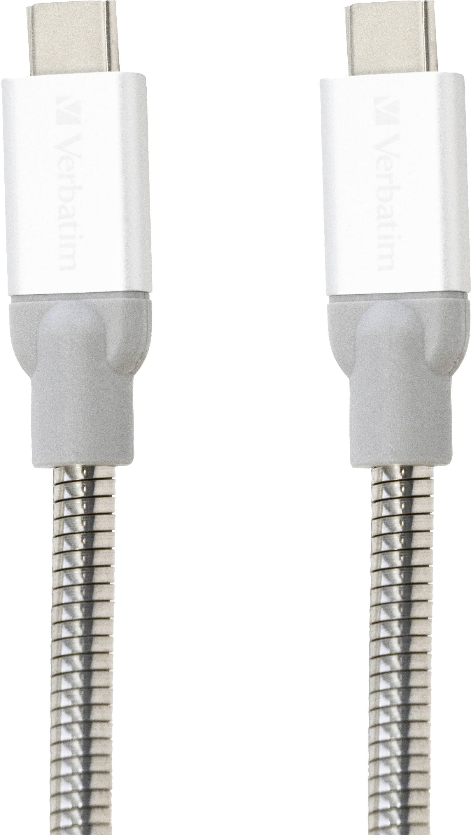 Due cavi USB-C argentati con guaine intrecciate, posizionati uno accanto all'altro.