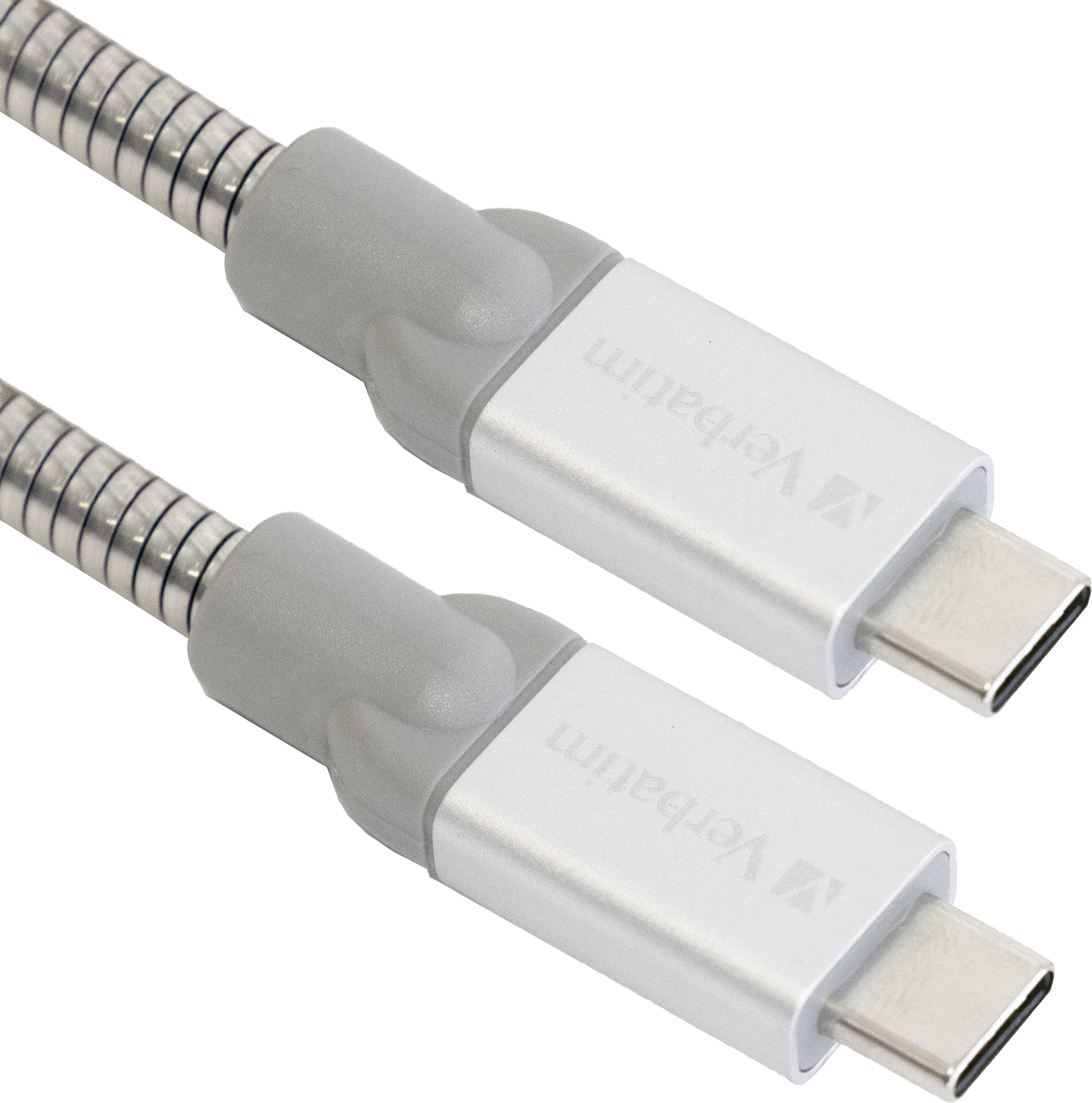 Due cavi USB-C con connettori grigi e argentati, contrassegnati con 'Verbatim'.