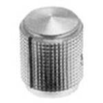 Un bottone metallico zigrinato, cilindrico, probabilmente utilizzato per il comando o la regolazione di un dispositivo.