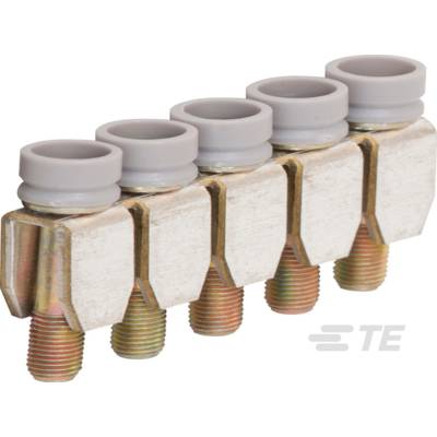 Una serie di sei cappucci di chiusura metallici su viti color oro, disposti affiancati, su uno sfondo bianco.