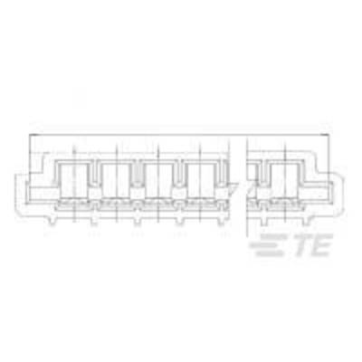 Diagramma trasversale di un sistema meccanico multilivello con varie linee, che potrebbe rappresentare un dispositivo tecnico o un componente.