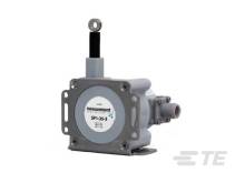 Un potenziometro a fune in argento della marca Measurement Specialties, modello SP1-25-R, per misurazioni di spostamenti e posizioni.
