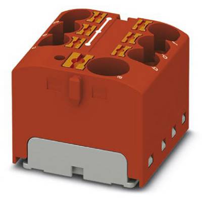 Scatola rossa, componente elettrico quadrato con più slot e connettori, utilizzato per il montaggio o il collegamento di fili elettrici.
